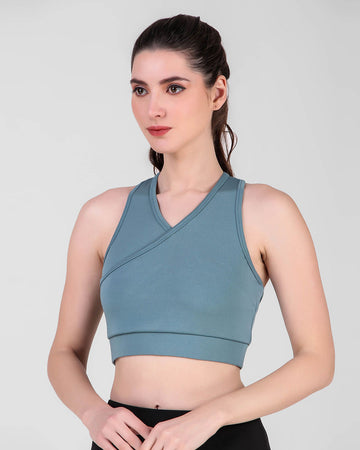 Cross Back Sports Bra – Ice Blue